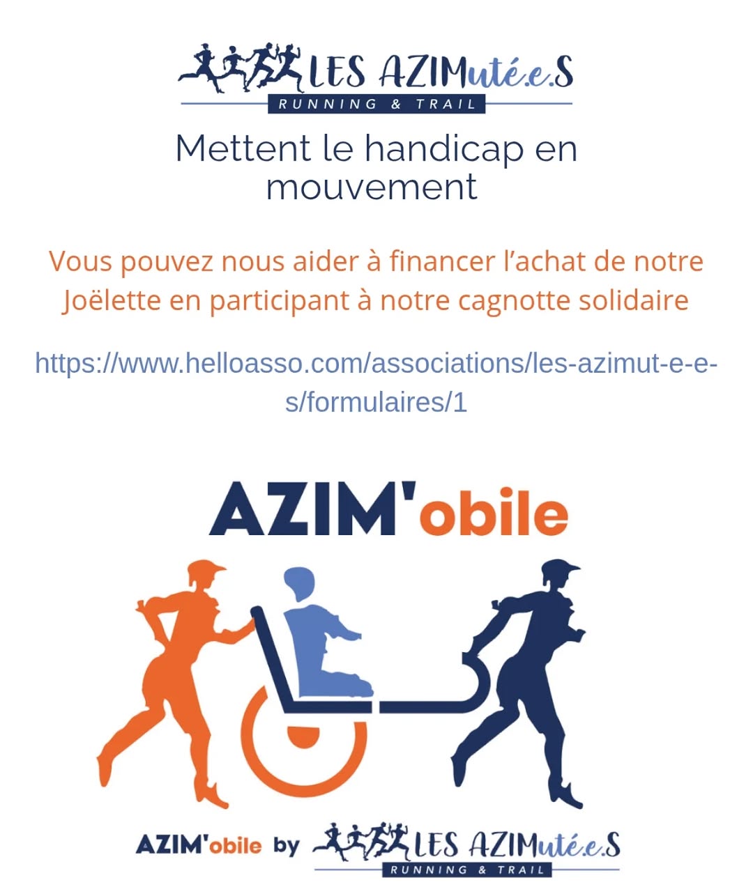 #lesazimutees #handicap #courseapieds #trailrunning

Voilà la cagnotte est ouverte !
Il n'y a pas de petit don, il y a juste l'envie de part